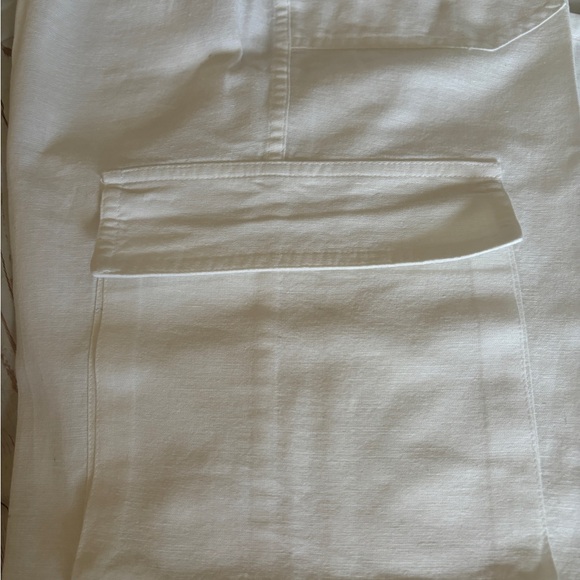 Ladies white linen blend wide leg pants - Picture 12 of 16